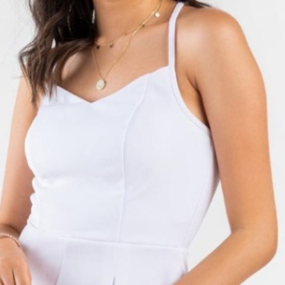 Francescas Elsie Halter White Romper. Size M. Bachelorette Party. Bride. - Picture 2 of 5